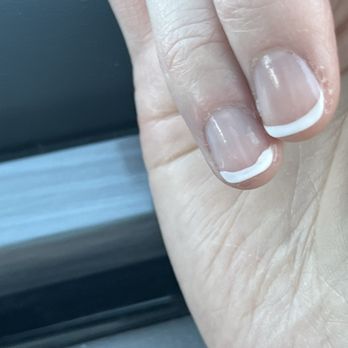 Crystal Nail Lounge - Done by Mimi. I asked for medium thin slightly arched tips. One is very sloppy, some didn't go across to the side edge either. - Nail Salons Near Me - Las Vegas, Nevada