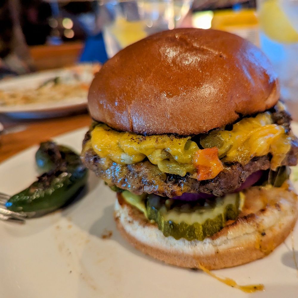 Pelican's Restaurant - Half-pound green chile cheeseburger - Seafood Near Me - Albuquerque, New Mexico Pelican's Restaurant - Half-pound green chile cheeseburger - Seafood Near Me - Albuquerque, New Mexico