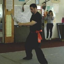 Richmond Hill Wing Chun Kung Fu - Student demonstrating double sword techniques