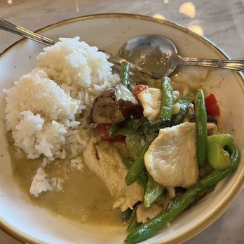 Thai Eatery - Green curry (lunch) - it had a nicer presentation- i took a few bites at this point!! - Thai Near Me - Zionsville, Indiana Thai Eatery - Green curry (lunch) - it had a nicer presentation- i took a few bites at this point!! - Thai Near Me - Zionsville, Indiana