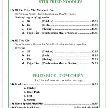 Saigon Palace - Stirfry Noodle menu May 2026 - Vietnamese Near Me - Charlotte, North Carolina