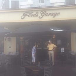 The outside of the restaurant , Ford's Garage