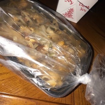 Thai Lotus Restaurant - Pad Thai (takeout) came in this plastic bag to avoid leakage-Love this, simple solution to major problem - Thai Near Me - Tequesta, Florida