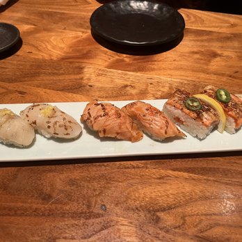 Sushi Den - Aburi Hotate, aburi salmon, osaka style salmon - Japanese Near Me - Denver, Colorado Sushi Den - Aburi Hotate, aburi salmon, osaka style salmon - Japanese Near Me - Denver, Colorado