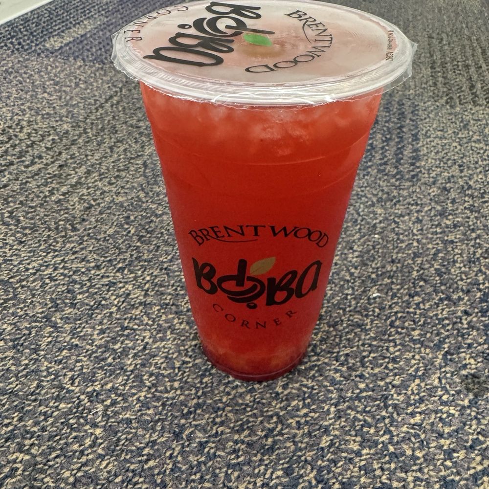 Boba Corner - Strawberry Green Tea with Mango Star Jelly - Juice Bars & Smoothies Near Me - Brentwood, California