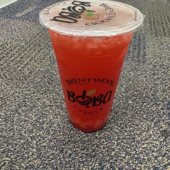Boba Corner - Strawberry Green Tea with Mango Star Jelly - Juice Bars & Smoothies Near Me - Brentwood, California Boba Corner - Strawberry Green Tea with Mango Star Jelly - Juice Bars & Smoothies Near Me - Brentwood, California