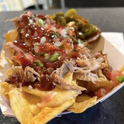 Rocker B Ranch - Pulled Pork nachos. Okay flavor, average quality, high price $15