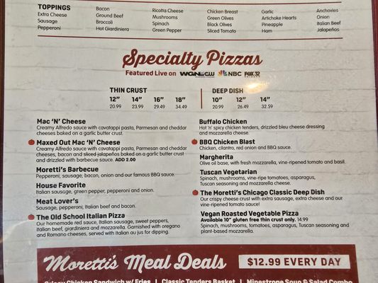 Menu photo 1 Moretti's Ristorante and Pizzeria Wheeling, IL Menu photo 1 Moretti's Ristorante and Pizzeria Wheeling, IL