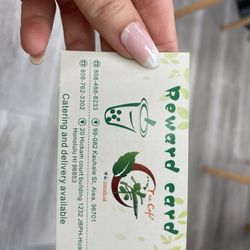 Tea Cafe - Front of rewards card with both location info.