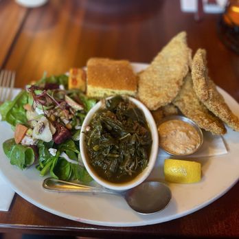 Screen Door Eastside - Screendoor plate: I chose beet salad/ collards/ catfish (w/ cornbread) - Southern Near Me - Portland, Oregon Screen Door Eastside - Screendoor plate: I chose beet salad/ collards/ catfish (w/ cornbread) - Southern Near Me - Portland, Oregon