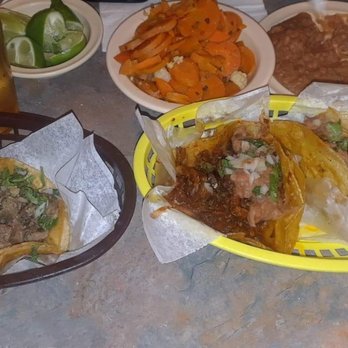 Atotonilco Tortilleria - Left: lengua, Right: al pastor w/sauce.  I always add a little beans to my tacos - Mexican Near Me - Chicago, Illinois