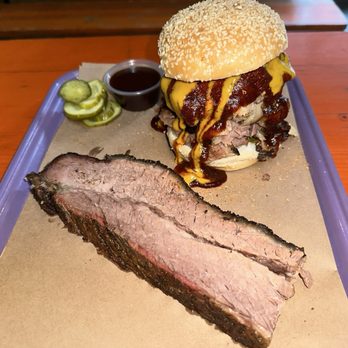 ZIG ZAG BBQ - Beef heart of the rodeo sandwich and a slice of brisket. - Barbeque Near Me - Philadelphia, Pennsylvania ZIG ZAG BBQ - Beef heart of the rodeo sandwich and a slice of brisket. - Barbeque Near Me - Philadelphia, Pennsylvania