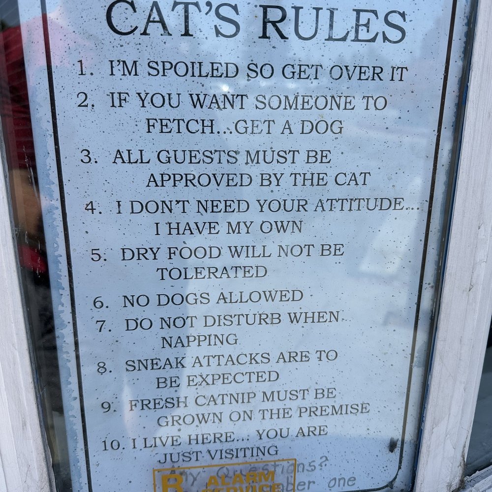 In the window of the feed store. In the window of the feed store.