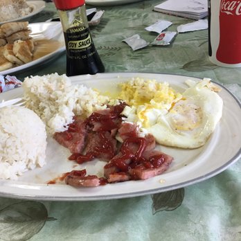 Spinners Cafe - Breakfast plate- spam rice and over easy eggs - American Near Me - Waianae, Hawaii Spinners Cafe - Breakfast plate- spam rice and over easy eggs - American Near Me - Waianae, Hawaii