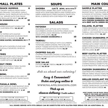 Falafel Shack - Menu 2/2 - Sandwiches Near Me - Chambersburg, Pennsylvania