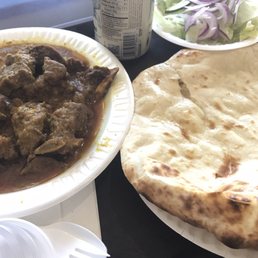 Beef curry, naan. They give you a little salad on side. Beef curry, naan. They give you a little salad on side.