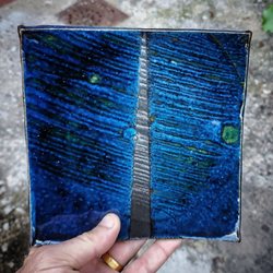 Pig's Eye Pottery - The rare square plate - experimenting with blue