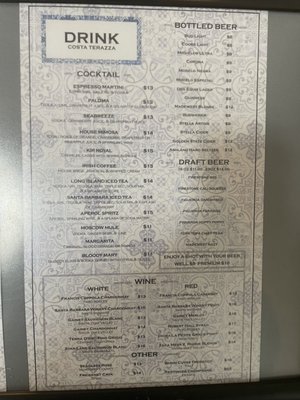 Menu photo 8 Costa Terraza Santa Barbara, CA
