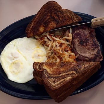 Timberline Cafe - Steak & Eggs with rye (toast) - American Near Me - West Yellowstone, Montana