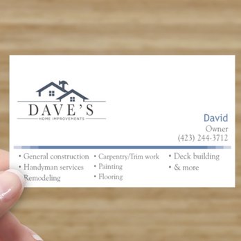 Dave’s home improvements - a hand holding a business card - Handyman Near Me Dave’s home improvements - a hand holding a business card - Handyman Near Me
