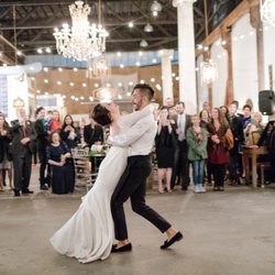 Arthur Calandrelli - Lisa Gibes and Alejandro Gac-Artigas share their first dance as newlyweds at Big Daddy's Antiques in San Francisco.CreditJason Henry