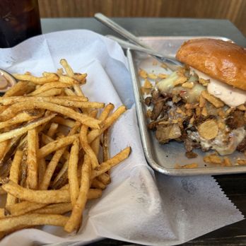 The Gnarly Heifer - Bodacious Brisket burger and fries - Hot Dogs Near Me - Whitehall, Michigan