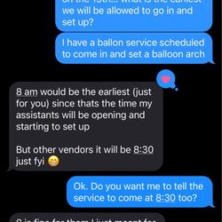 MAIN ROOM Event Center - Anna Agreeing to let balloon vendor in 8 am