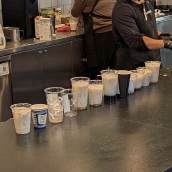 Alfred Coffee - Line of drinks waiting for espresso - Coffee & Tea Near Me - Woodland Hills, California Alfred Coffee - Line of drinks waiting for espresso - Coffee & Tea Near Me - Woodland Hills, California