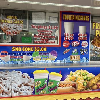 Pops Funnel Cakes - a hot dog and other food items - Food Trucks Near Me - Ruidoso Downs, New Mexico