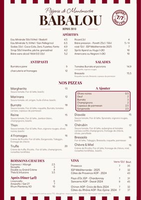 Menu photo 2 Pizzeria Babalou Paris, 75 Menu photo 2 Pizzeria Babalou Paris, 75