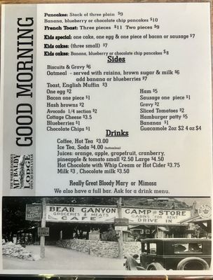 Menu photo 5 Mt Baldy Lodge Mount Baldy, CA