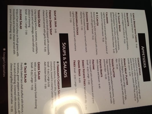 Menu photo 2 Finnigan's Road House Pembroke, ON