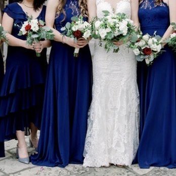Kaleidoscope Flowers - Bride's bouquet is "bridesmaids" sized; bridesmaids bouquets are "nosegay" sized. - Florists Near Me - Santa Barbara, California Kaleidoscope Flowers - Bride's bouquet is "bridesmaids" sized; bridesmaids bouquets are "nosegay" sized. - Florists Near Me - Santa Barbara, California