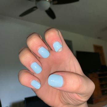 JL Nails - Index finger chipped. Pinky filed incorrectly. Asked for rounded nails, for these. - Nail Salons Near Me - Howell, Michigan