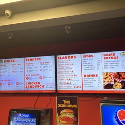 Boom Chicken - Menu as of June 2022 (every Tuesday has a $0.75 bone-in special)