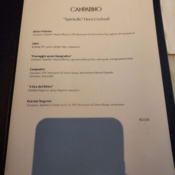 Camparino in Galleria - Menu as of August 2023 - Cafes Near Me - Milan, Michigan
