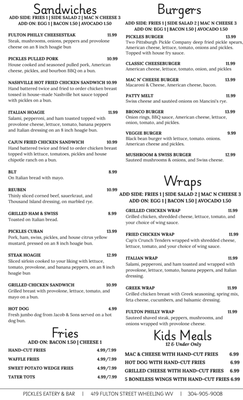 Menu photo 2 Pickles Eatery & Bar Wheeling, WV