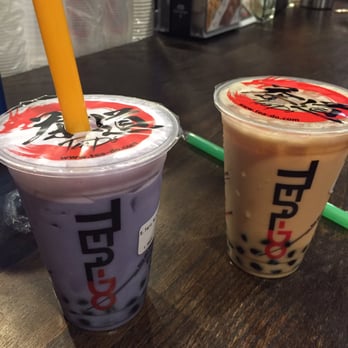 Tea Do - Boston - Taro mill tea (left) and black milk tea (right).  They were both great! - Coffee & Tea Near Me - Boston, Massachusetts