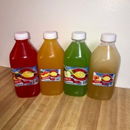 Tropical, mango, apple, and peach lemonade .  The peach lemonade is my favorite!