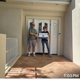 Freshly power washed entry and house Freshly power washed entry and house