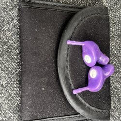 Soundscape Audiology - Purple plugs with ear handles. Easy to put in, take out, and clean.