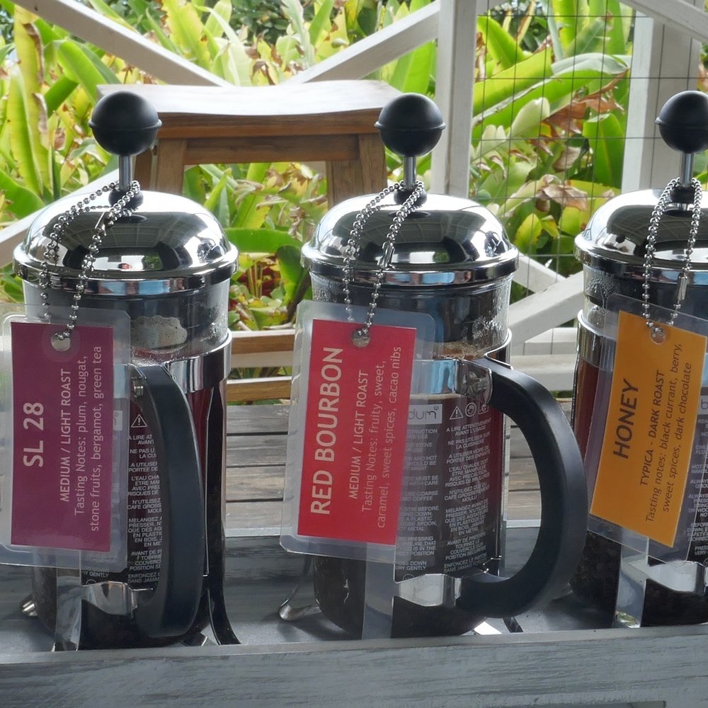 Hala Tree Coffee - Our coffee flight selections... all 3 were amazing - Attraction Farms Near Me - Captain Cook, Hawaii Hala Tree Coffee - Our coffee flight selections... all 3 were amazing - Attraction Farms Near Me - Captain Cook, Hawaii