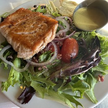 Anjou Restaurant - Anjou Salad - Lemon Balsamic Vinaigrette w 3oz Salmon Fillet (option) - French Near Me - Ridgeland, Mississippi Anjou Restaurant - Anjou Salad - Lemon Balsamic Vinaigrette w 3oz Salmon Fillet (option) - French Near Me - Ridgeland, Mississippi