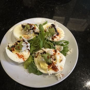 One11Madison - Deviled Eggs with crab cakes and balsamic vinegar. Oh i did have a bit of egg shell but didn't stop the great taste. - Cocktail Bars Near Me - Memphis, Tennessee
