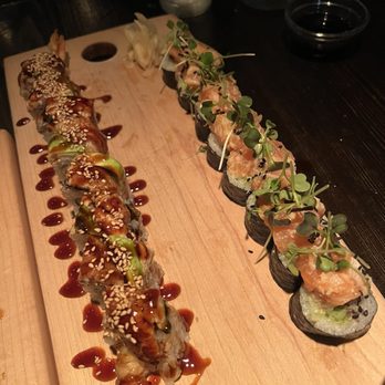 SUSHI DOKKU Japanese Restaurant - Dragon and Miso Salmon - Sushi Bars Near Me - Chicago, Illinois