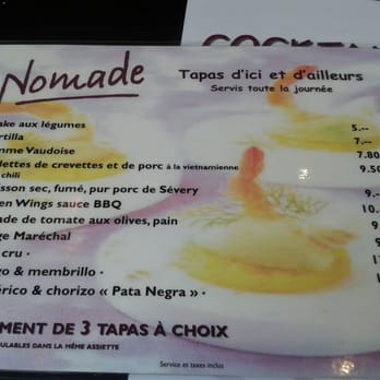 Nomade - Tapas menu - Wine Bars Near Me - Lausanne, VD Nomade - Tapas menu - Wine Bars Near Me - Lausanne, VD