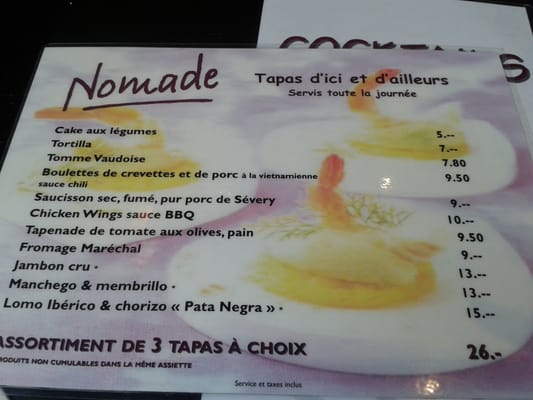 Menu photo 3 Nomade Lausanne, VD Menu photo 3 Nomade Lausanne, VD