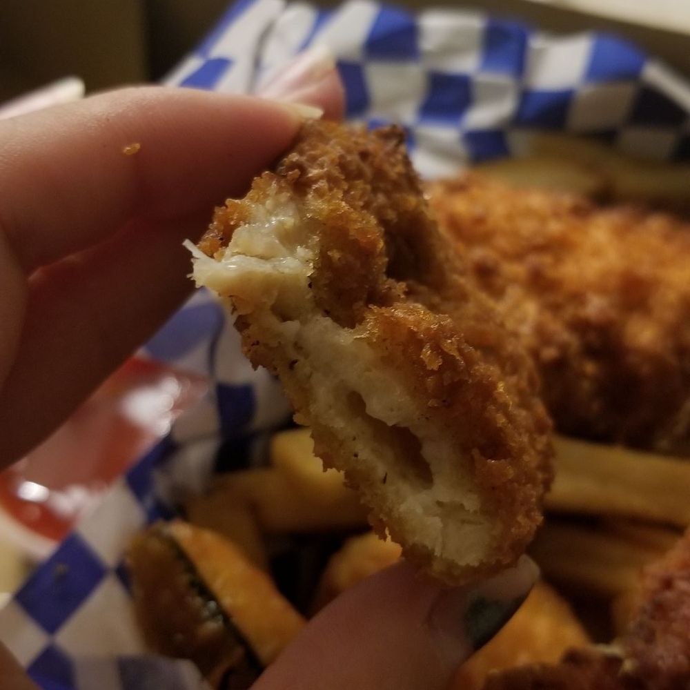 Fish N Chips - Donuts N Cakes - Look how thin the chicken between this chicken strip is... - Donuts Near Me - Lancaster, California Fish N Chips - Donuts N Cakes - Look how thin the chicken between this chicken strip is... - Donuts Near Me - Lancaster, California