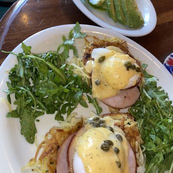 Urth Caffé - Orange - Eggs Benedict with side of Avocado - Coffee & Tea Near Me - Orange, California
