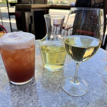 ZuZu - Singapore Sling cocktail and half carafe Napa Chardonnay Happy - Tapas Bars Near Me - Napa, California ZuZu - Singapore Sling cocktail and half carafe Napa Chardonnay Happy - Tapas Bars Near Me - Napa, California